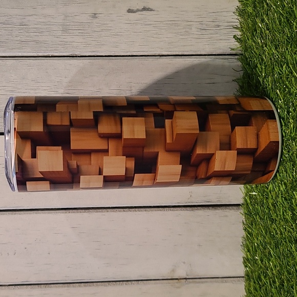 WOOD BLOCK Themed Tumbler, NWT 20 oz Stainless steel - hot/cold - Picture 4 of 4
